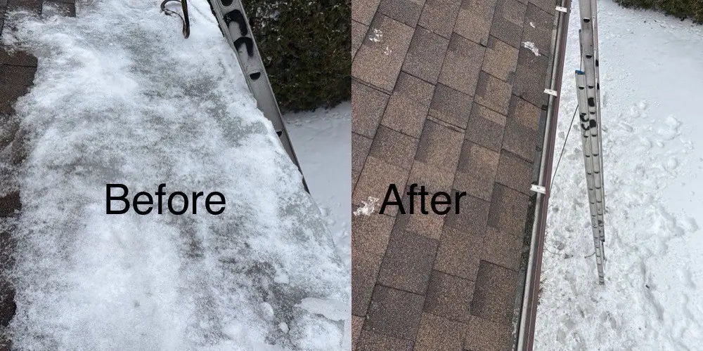 Before and after ice damming removal King City 416-616-6761